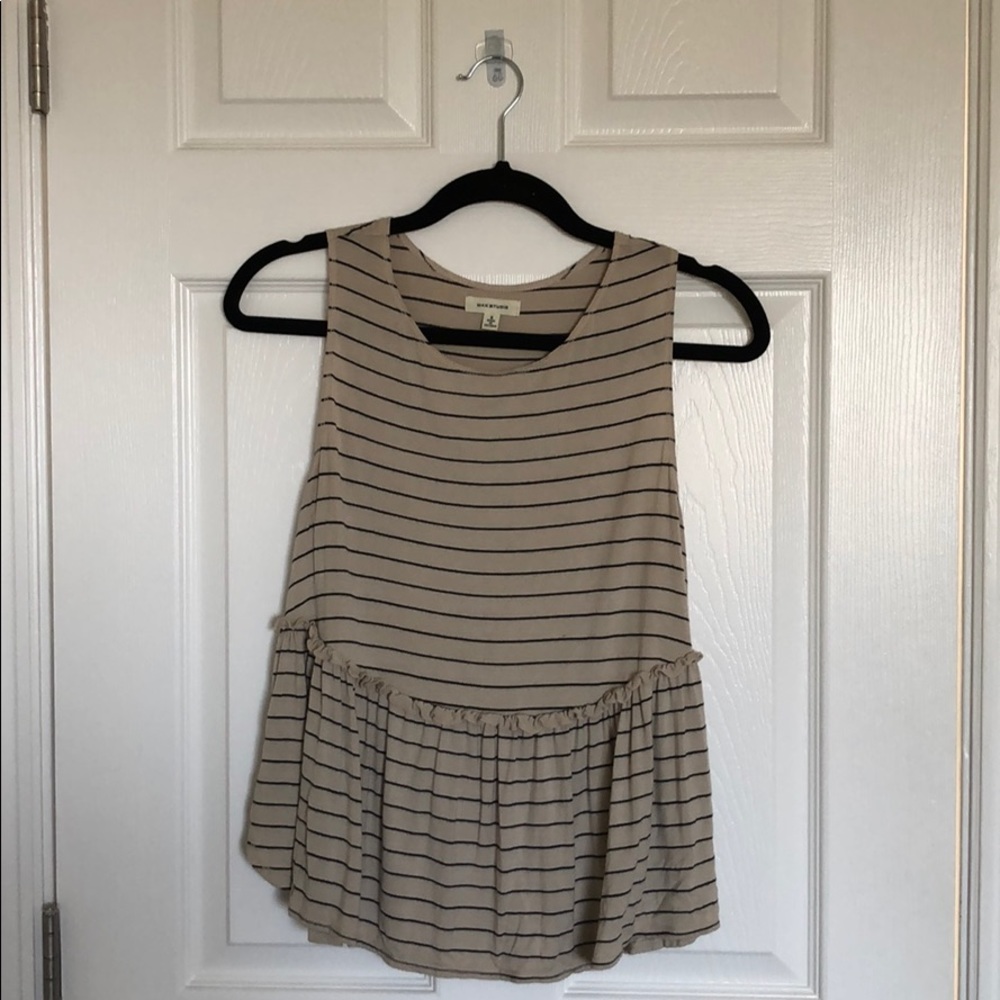 Babydoll cream and navy tank